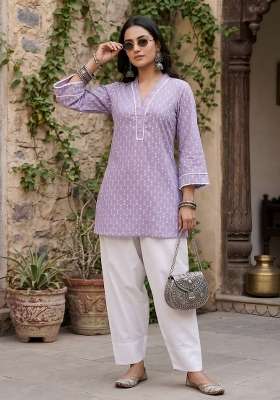 Lavender  Cotton Kurta Set