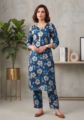 Blue  Cotton Kurta Set