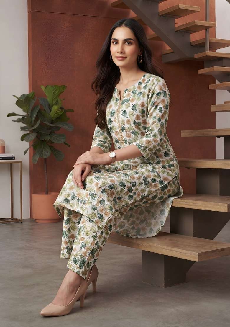 Multicolor  Cotton Kurta Set - Indya