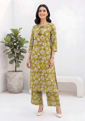 Olive  Cotton Kurta Set