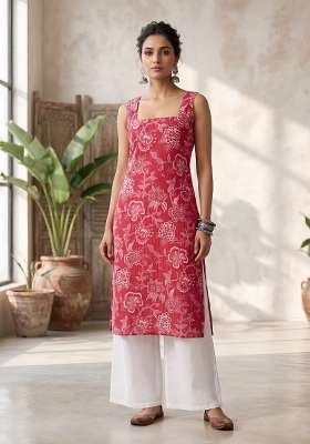 Pink  Cotton Kurta Set