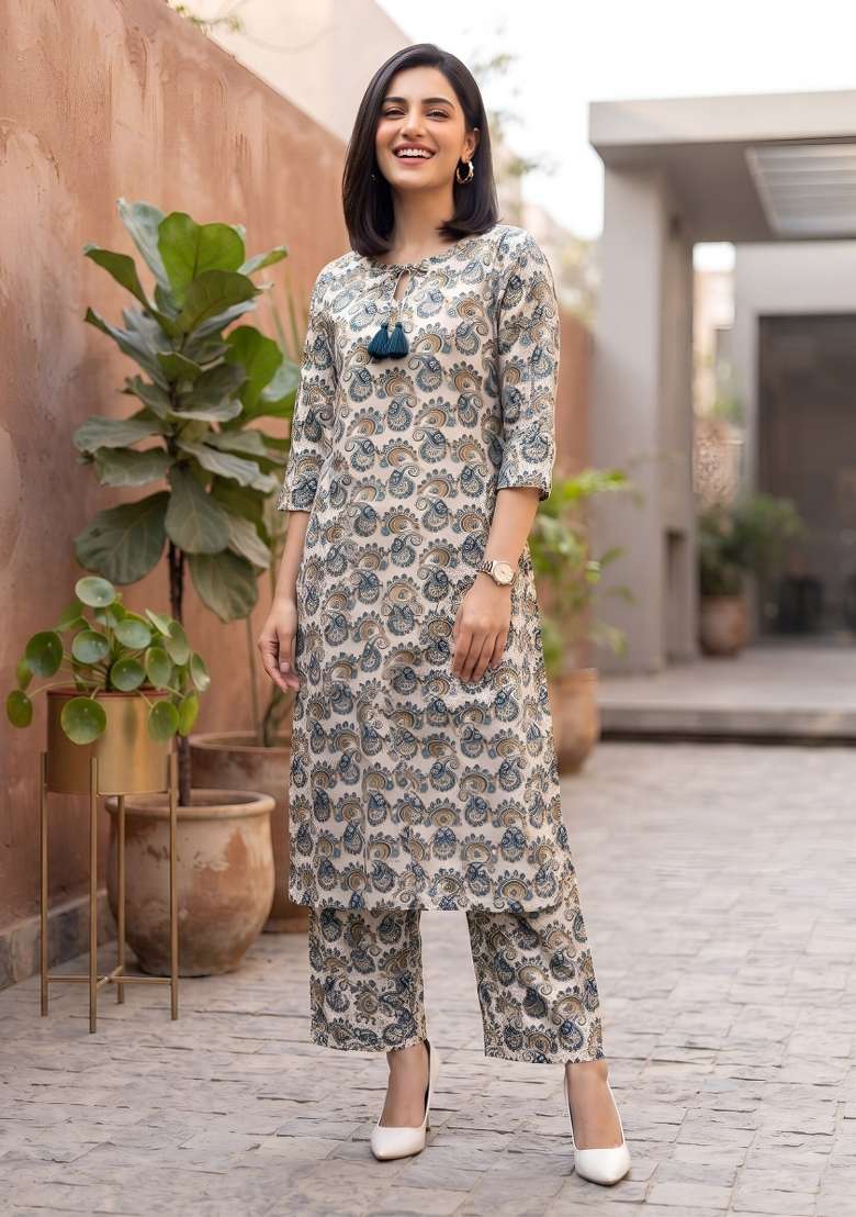 Multicolor  Cotton Kurta Set - Indya