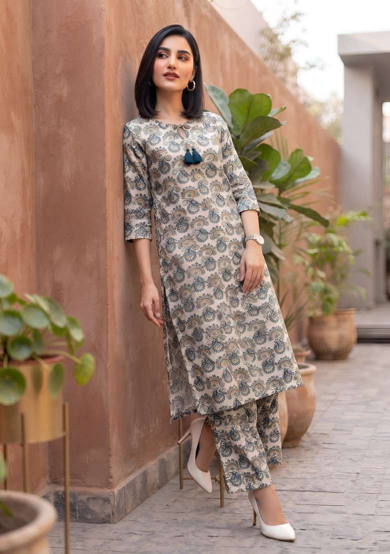 Multicolor  Cotton Kurta Set - Indya