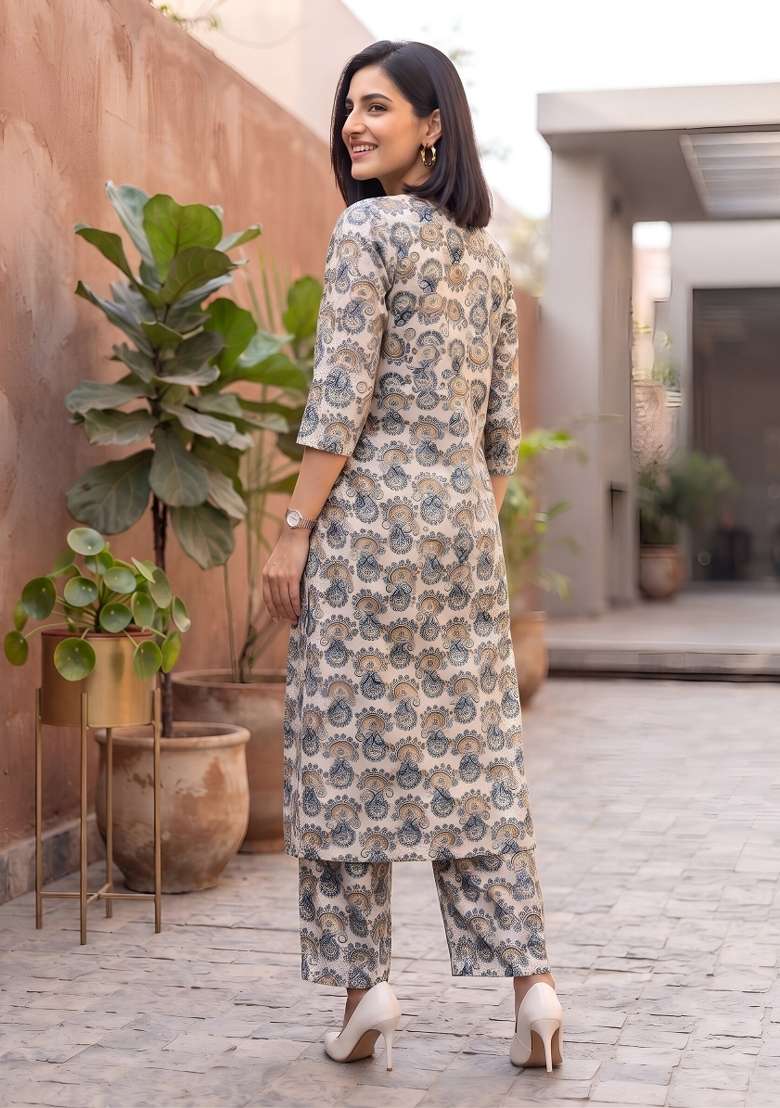 Multicolor  Cotton Kurta Set - Indya
