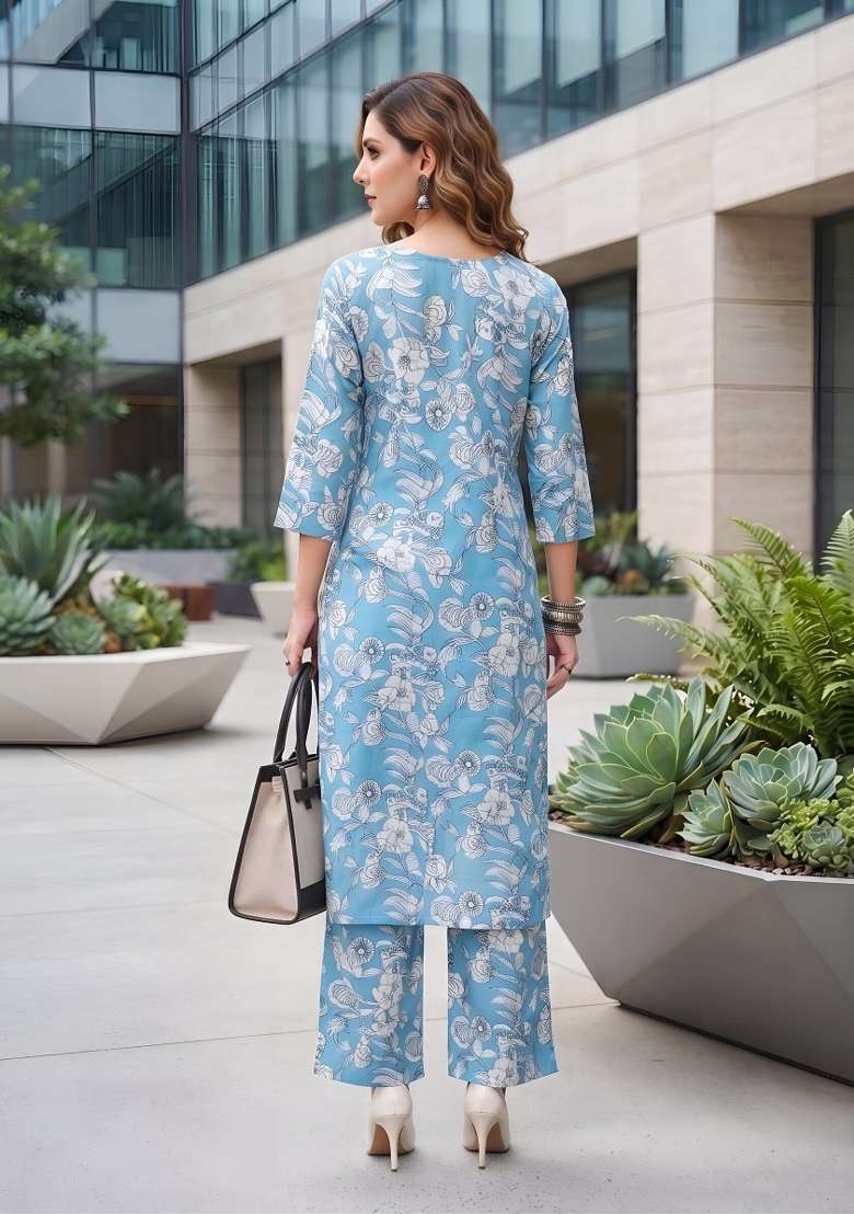 Blue  Cotton Kurta Set - Indya