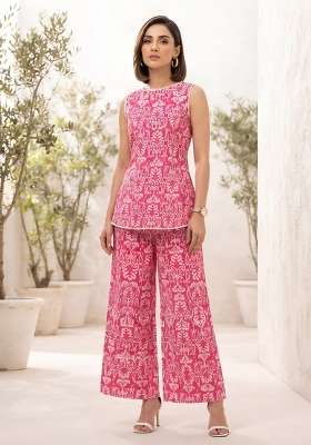 Pink  Cotton Kurta Set