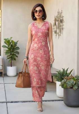 Pink  Cotton Kurta Set