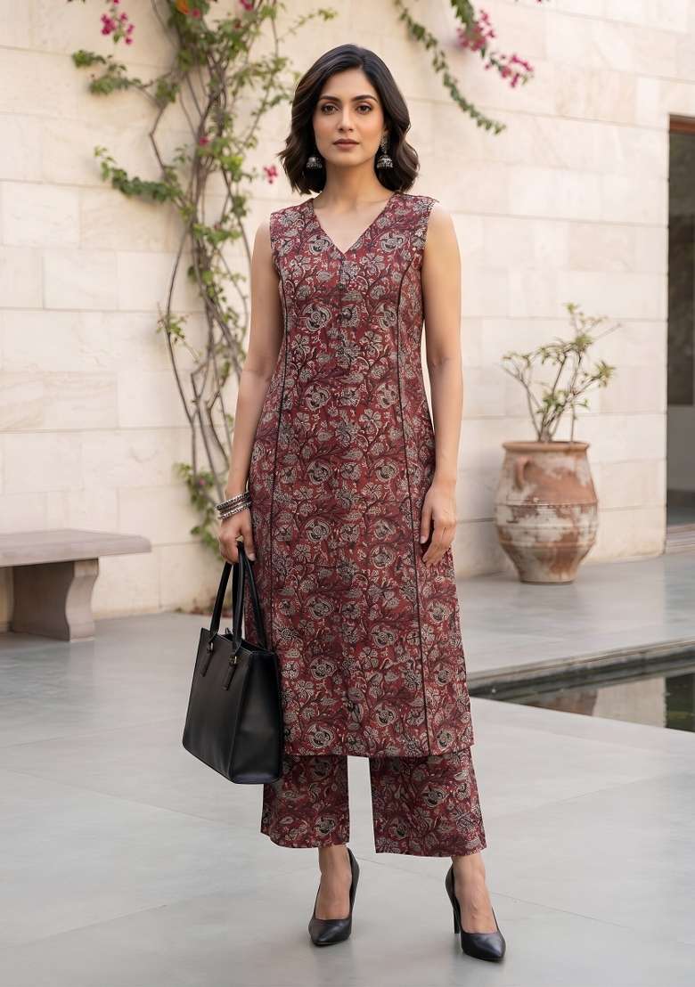 Multicolor  Cotton Kurta Set - Indya