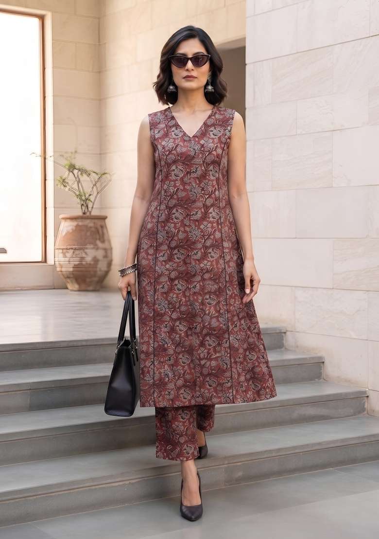 Multicolor  Cotton Kurta Set - Indya