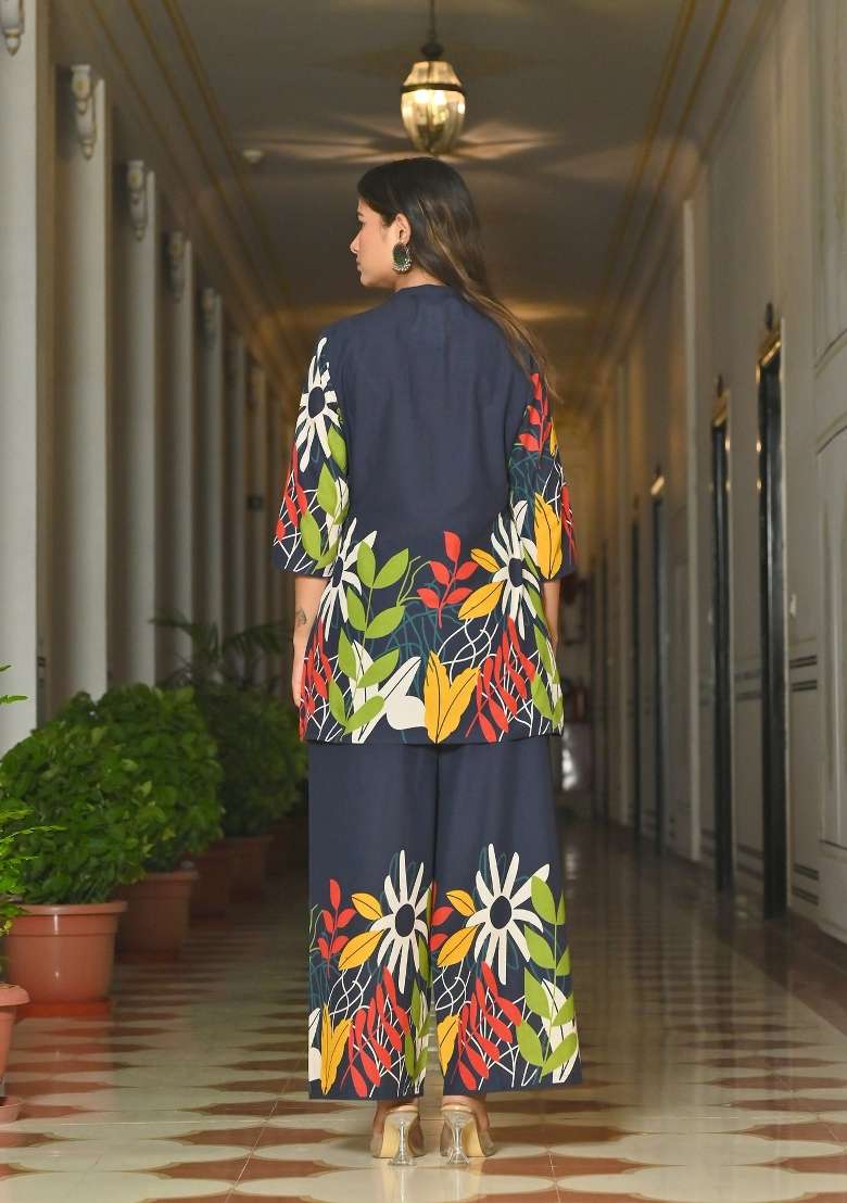 Blue  Cotton Kurta Set - Indya