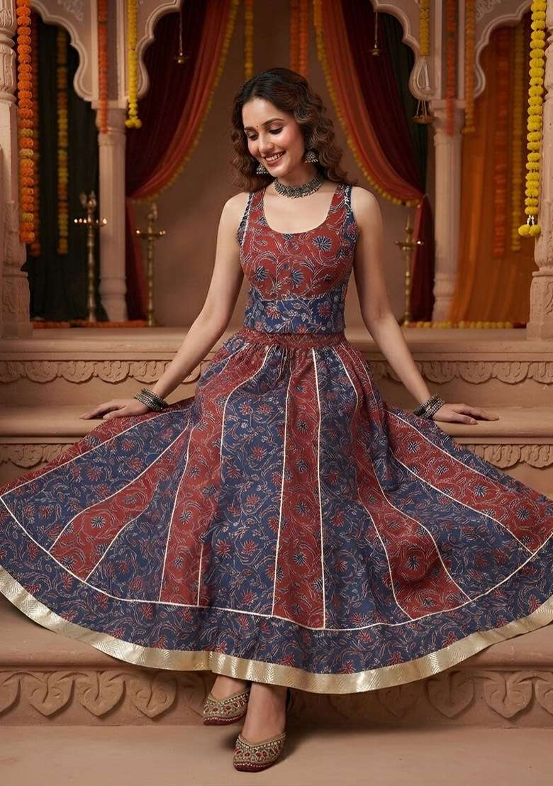 Multicolor  Cotton Kurta Set - Indya