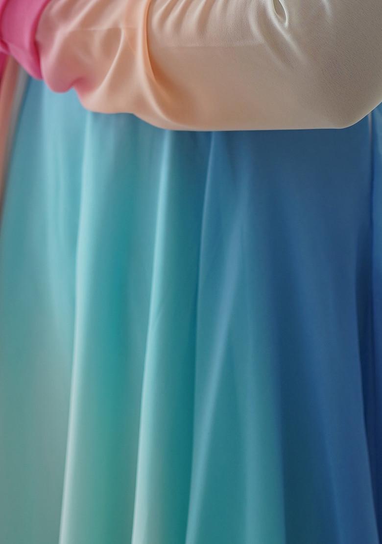 Sky Blue Printed Faux Georgette Anarkali Set