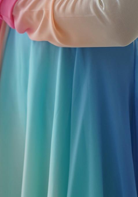 Sky Blue Printed Faux Georgette Anarkali Set