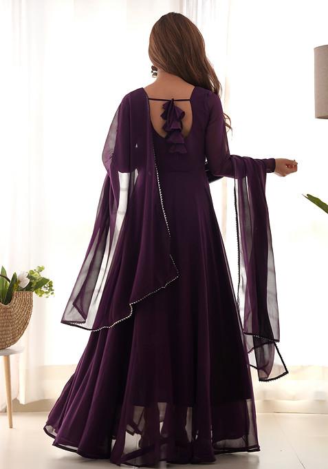 Srinika Wine Georgette Anarkali Suit Set