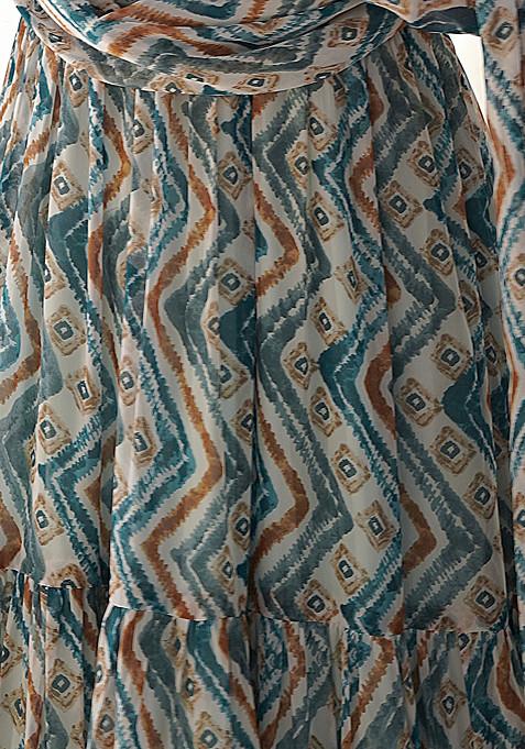 Sky Blue Printed Faux Georgette Anarkali Set