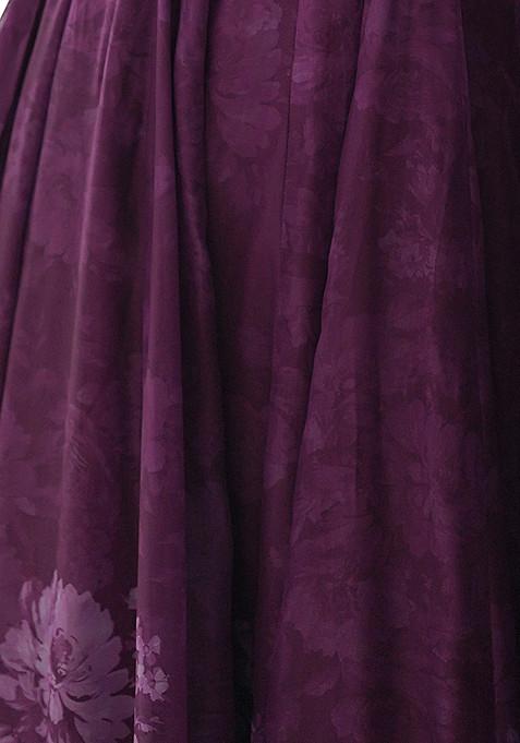 Wine Printed Soft Organza Silk Anarkali Set