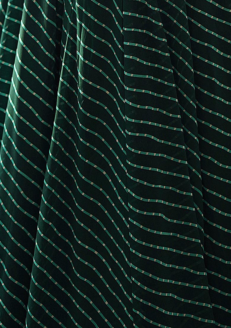 Green Printed Faux Georgette Anarkali Set