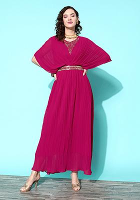 Pink Mirror Hand Embroidered Georgette Gown