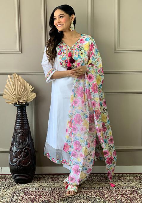 Women Wine Chanderi Silk Embroidery work Kurta Set With Dupatta