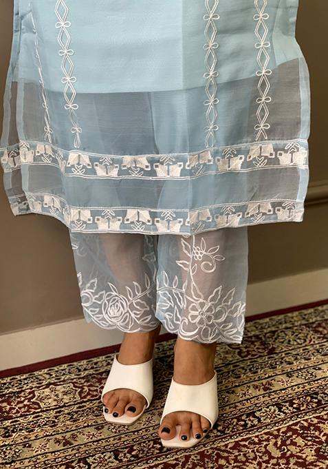 Blue Printed Kurta Set (3 Piece) main image 0