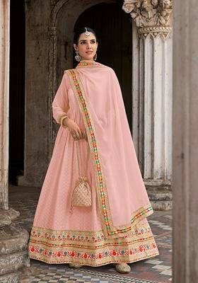 Light Pink Embroidered Georgette Kurta Set