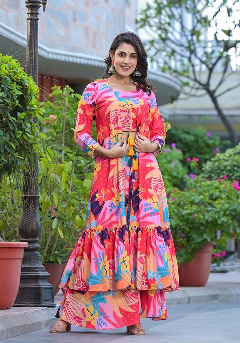 Multicolor Digital Print Imported Cotton Jacket Set