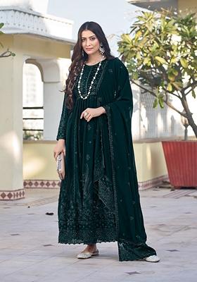 Black Embroidered Georgette Kurta Set