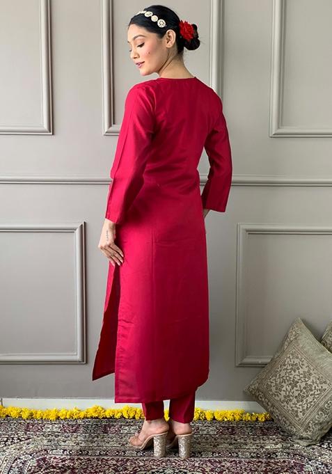 Rashi Pink  Embroidery Kurta Set