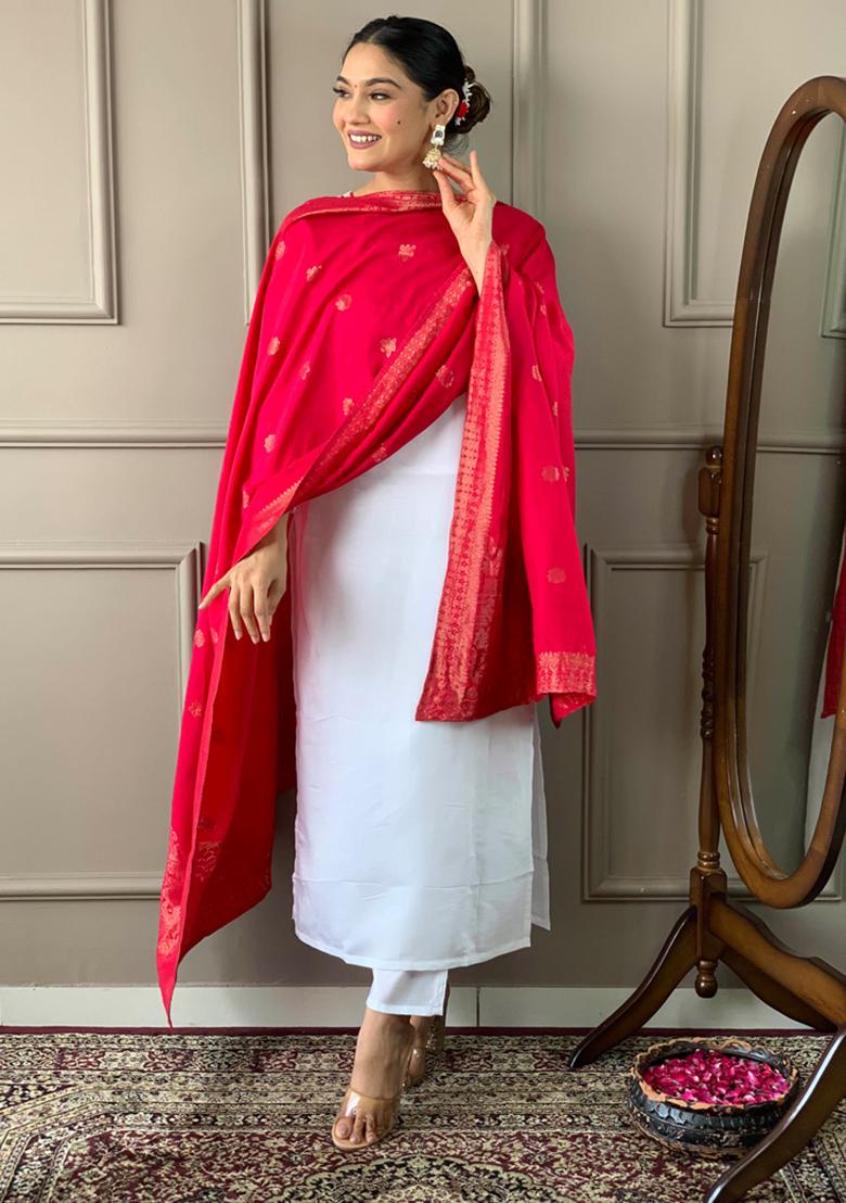 Beige Embroidered Viscose Kurta Set main image 0