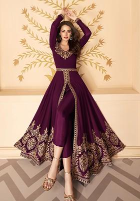 Mustard Zari Embroidered Georgette Anarkali Set