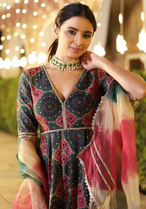 Multicolour Printed Muslin Kurta Set