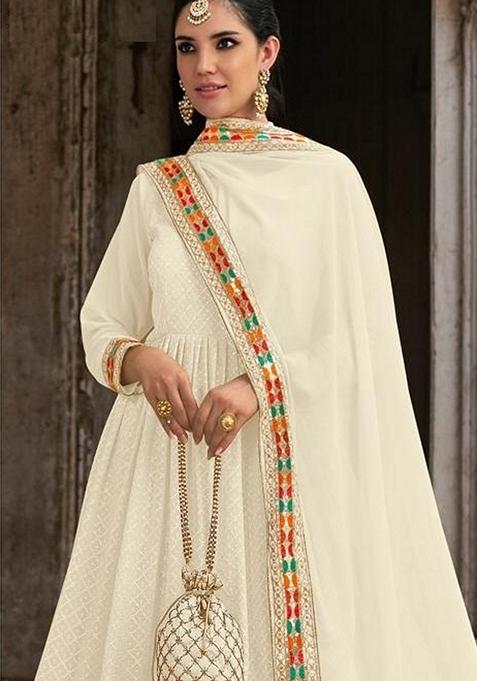 Ashvi Blue Georgette Embroidery Anarkali Gown Set