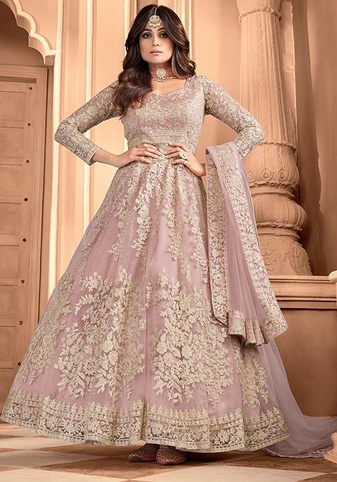 Pink colour anarkali best sale