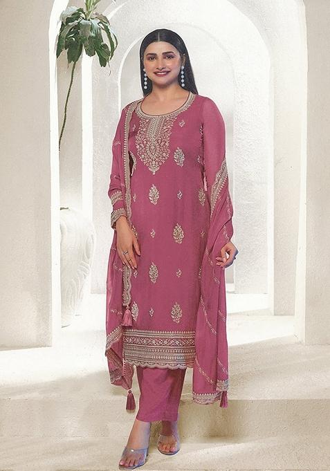 Pink Embroidered Organza Kurta Set