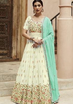 White Embroidered Georgette Kurta Set