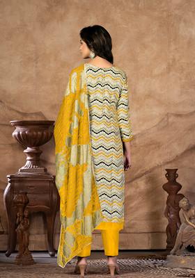 Yellow Hand Embroidered Cotton Kurta Set