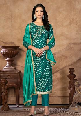 Blue Hand Embroidered Jam Cotton Kurta Set