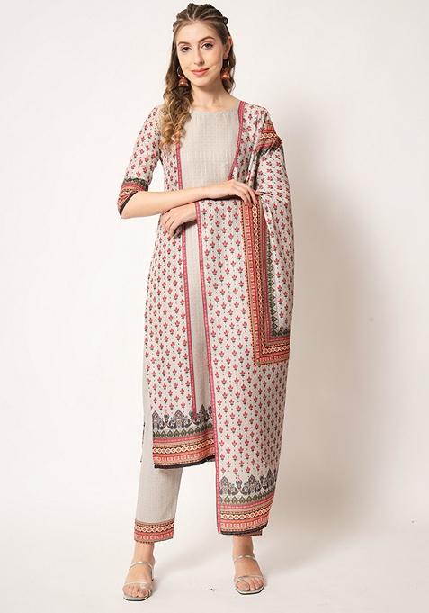 White Embroidered Muslin Kurta Set