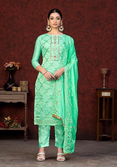 Sea Green Printed Modal Cotton Kurta Set