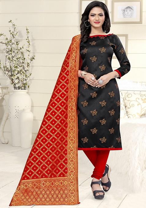 Black Woven Banarasi Silk Kurta Set