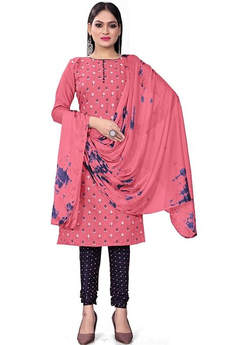 Pink Printed Cotton Slab Kurta Set