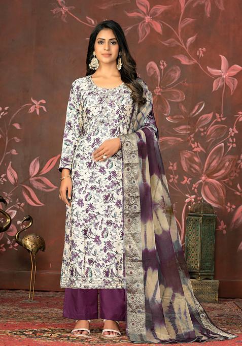 Wine Hand Embroidered Jam Cotton Kurta Set