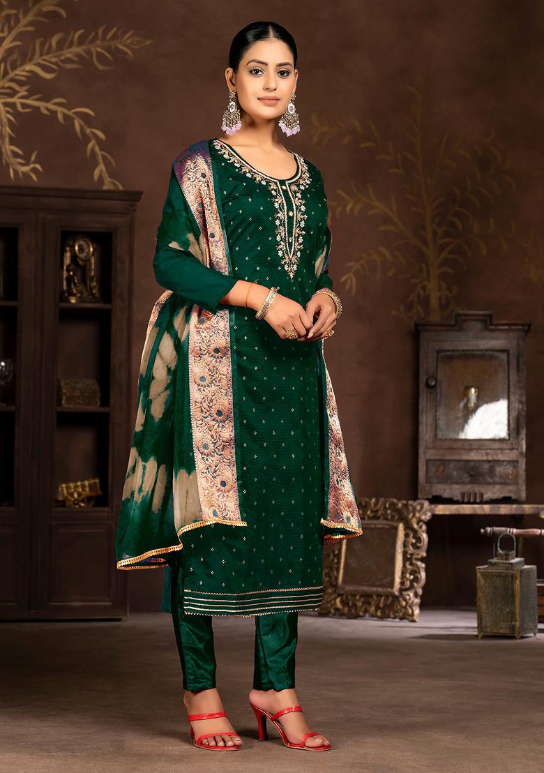 Green Hand Embroidered Modal Butti Kurta Set