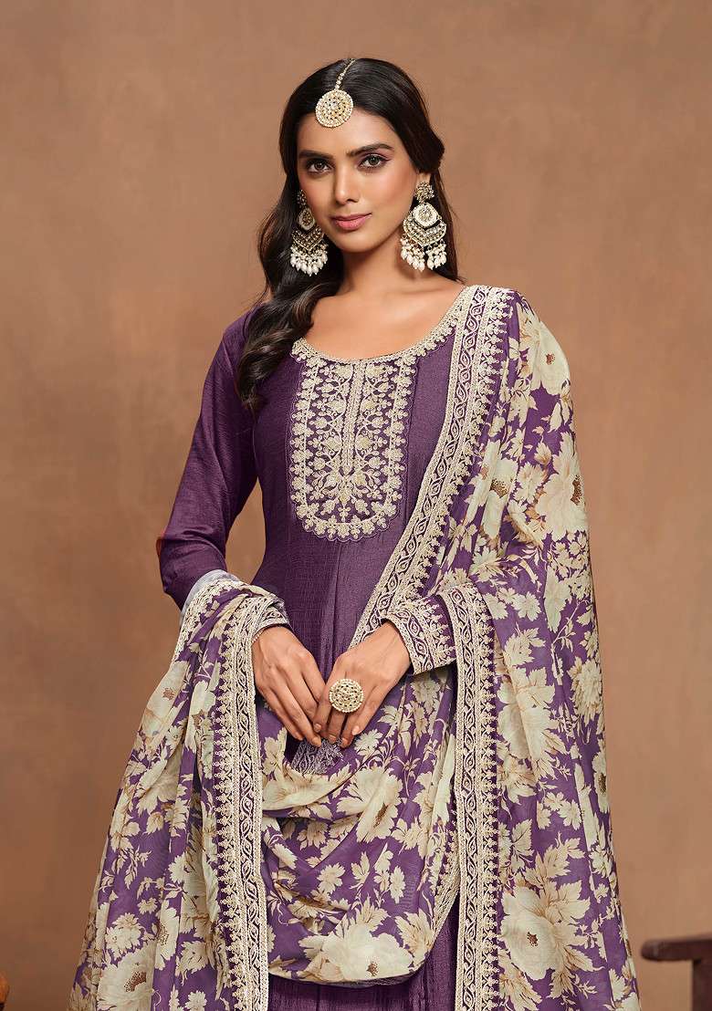 Rama Blue Embroidered Art Silk Kurta Set - Indya