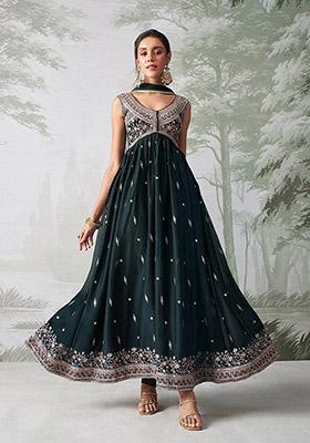 Green Embroidered Rangoli Georgette Kurta Set