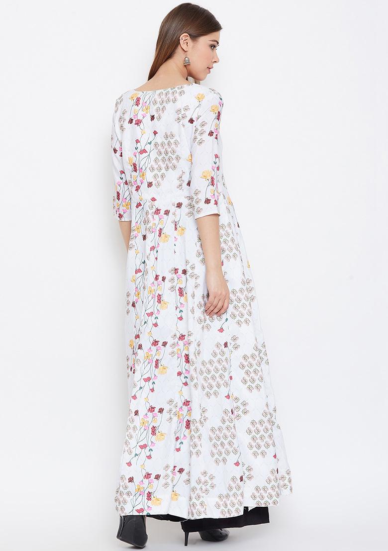 Cream Digital Print Muslin Kurta Set