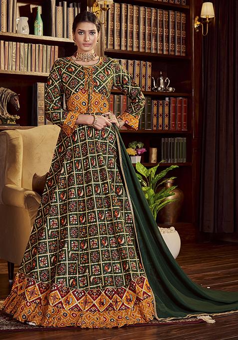 Green Printed Cotton Kurta Set