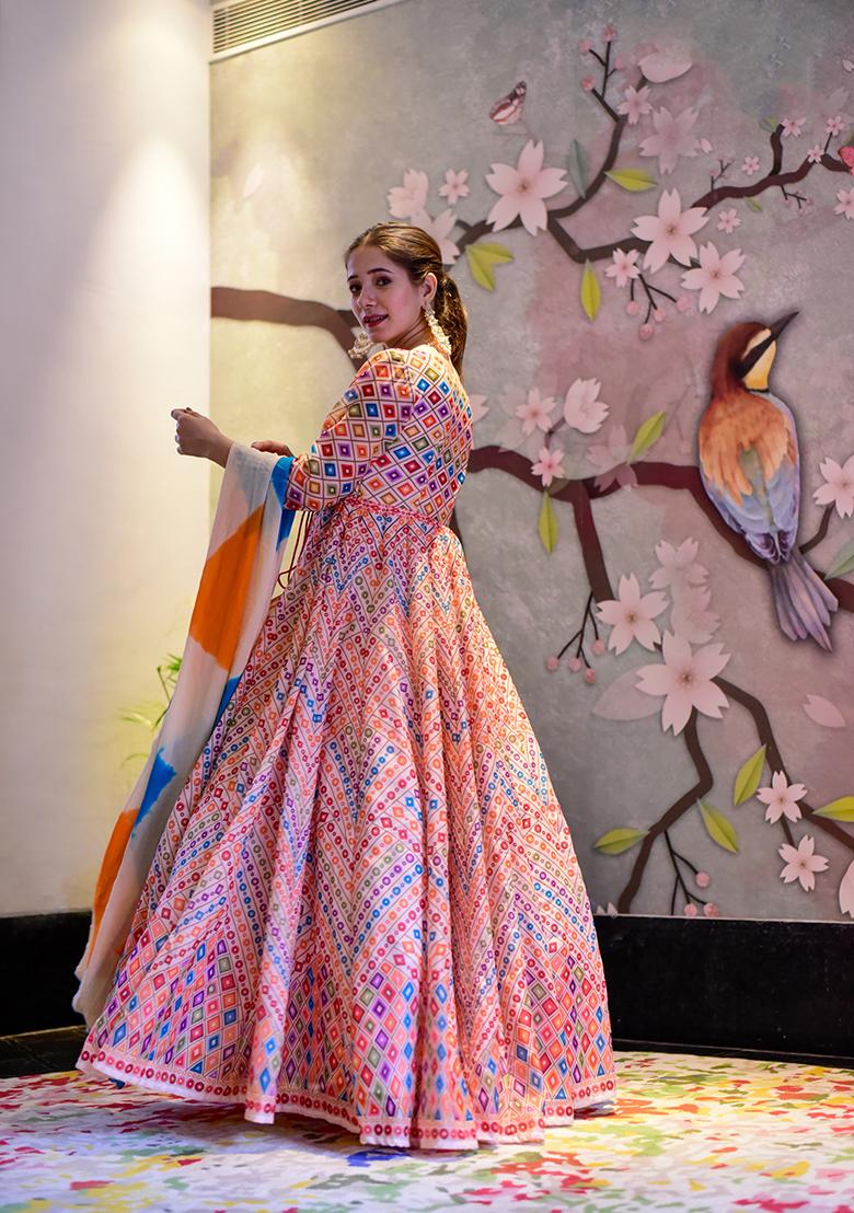 Off White Digital Print Silk Cotton Kurta Set