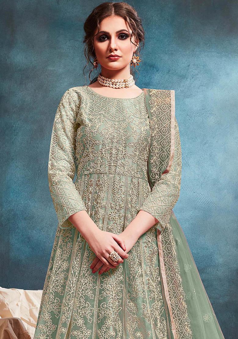 tシャツ INDIAオックス / S レディース Buy Women Mehendi Green Embroidered Georgette Kurta Set
