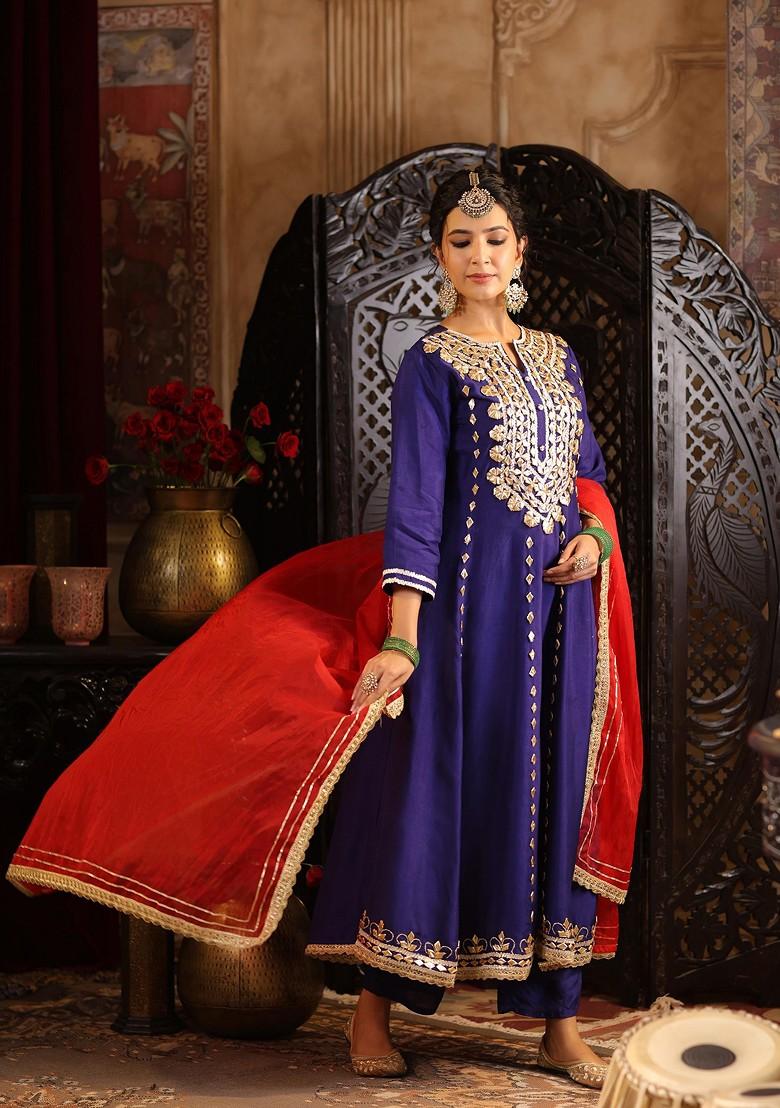 Navy 2024 Blue Empresses Anarkali Suit Set